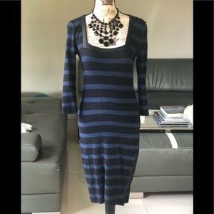 bebe stripped midi dress